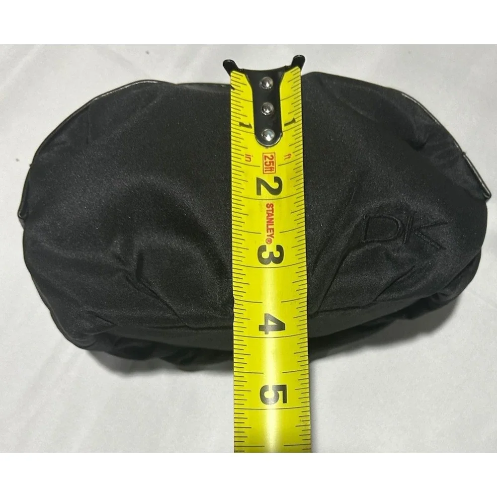 Donna Karan Cosmetic Bags Makeup Travel Pouch Black Fabric DK Design Logo 2 Pack